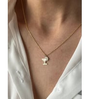 Minimal Martini Kokteyl Model Kolye 925K Gümüş (Gold)