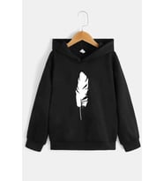 Çocuk Tüy Baskılı Sweatshirt (Siyah)