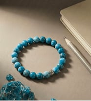 Apatit Doğal Taş Bileklik Motivasyon ve Odak Bilekliği 8mm Unisex Mavi