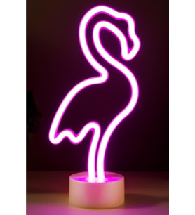 Renkli Flamingo Neon LED Gece Lambası, Dekoratif ve Işıldayan Tasarım (Krem)