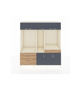 Kronos Dolap 8 Raflı 4 Çekmeceli 3 Askılı 220x59x243 Aytaşı-Antrasit/Çam