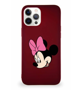 Apple iPhone 12 Pro Max Soft Premier Kapak Minnie Mouse-B Tasarımlı Silikon Kılıf - Mürdüm (Şeffaf)