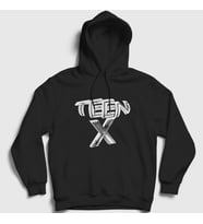 Presmono Unisex Beyaz Logo Ken Carson Teen X Kapüşonlu Sweatshirt 424060tt (Siyah)