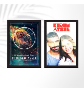 Sevgiliye Resimli Dekoratif Çerçeve ve Yıldız Haritası