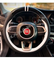 Fiat Fiorino Dikme Direksiyon Kılıfı Parlak Siyah Beyaz Detaylı Beyaz Çift Yüzük ve Dikiş 2017-2021