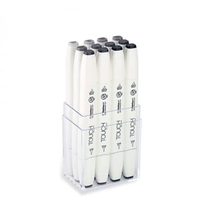 Touch Twin Brush Marker 12 Renk Set SICAK GRİ 