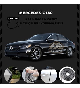 Mercedes C180 Oto Araç Kapı Koruma Fitili 5metre Parlak Siyah Renk