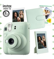Instax mini 12 Yeşil Fotoğraf Makinesi-20'li Film-Çerçeve ve Kare Albüm Seti
