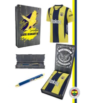 Fenerbahçe Orijinal 2024 Yeni Sezon Çubuklu Çocuk Forma + Kalem Set Ahşap Kutulu (Sarı)
