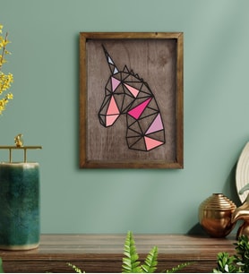 BK Home Unicorn Tasarımlı Doğal Masif Ahşap Çerçeveli Tablo-1