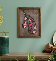 BK Home Unicorn Tasarımlı Doğal Masif Ahşap Çerçeveli Tablo-1