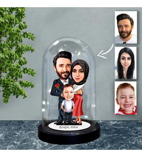 KİŞİYE ÖZEL AİLE TASARIMLI IŞIKLI KARİKATÜR FANUS BİBLO FN78