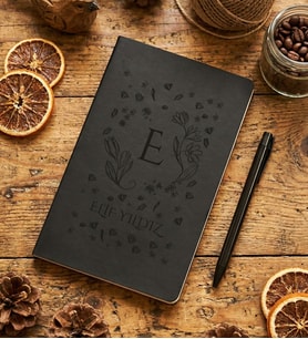 Kişiye Özel E Harfli Defter Doğum Günü Hediyesi (Siyah)