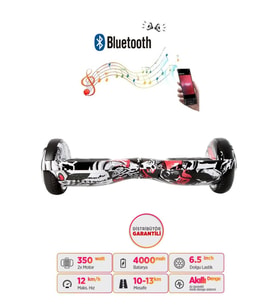 CityMate Elektrikli Kaykay Hoverboard Bluetooth Hoparlörlü 6.5 Inch Grafiti D06