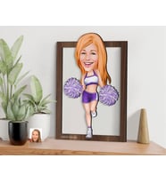 BK Gift Kişiye Özel Kadın Amigo Karikatürlü 3D Ahşap Tablo-2, Sevgiliye Hediye, Arkadaşa Hediye, Doğum Günü Hediyesi