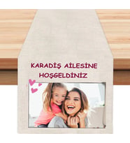 Kişiye Özel Fotoğraflı ve Yazılı  Runner, Runer, Masa Örtüsü, Sofranıza Zarafet Katın Runner (Krem)