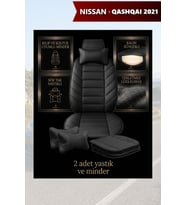 nissan qashqai 2021 Koltuk ve Kılıf uyumlu Siyah Yastık Minder Lüks 2 Minder 2 Yastık