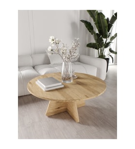 Mush 90cm Orta Sehpa - Beyaz, Ceviz, Meşe, Traverten Desenli