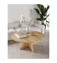 Mush 90cm Orta Sehpa - Beyaz, Ceviz, Meşe, Traverten Desenli