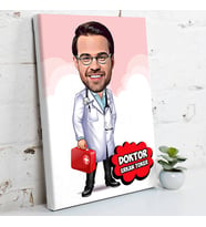 Erkek Doktor İçin Karikatürlü Kanvas Tablo