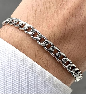 Gurmet Paslanmaz Çelik Erkek Bileklik Kalın Zincir 6 mm H081B