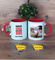 Babalar Günü Hediyesi Kupa Bardak Kırmızı Fotoğraflı Babaya Hediye