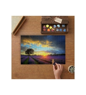Lavanta Tarlası - Günbatımı Tasarımı 240 parça Ahşap Puzzle Ahşap Kutuda MP10670