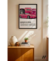 Honda S2000 Pembe JDM Poster, Siyah Çerçeveli Duvar Tablosu - Oto Severlere Özel Hediye