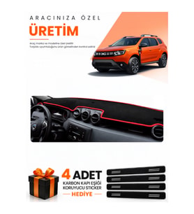 e-biz DACİA DUSTER MAKYAJLI MAKYAJSIZ (2018-2023) Uyumlu Torpido Koruma Örtüsü Oto Kılıfı - S.Krmz - DA008