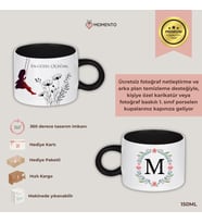 Momento Kişiye Özel  İçi Siyah Kupa Fincan - 150 ml Hediye Kupa