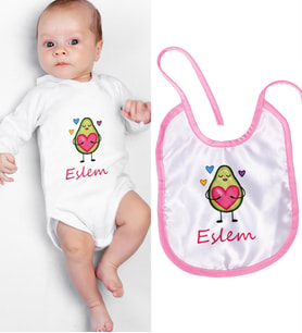 eJOYA Kişiye Özel Zıbın Ve Önlük Bebek Hediye Seti 110105 (Pembe)