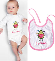 eJOYA Kişiye Özel Zıbın Ve Önlük Bebek Hediye Seti 110105 (Pembe)