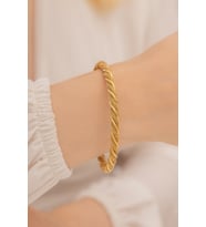 Kadın Bileklik-22 Ayar Gerçek Altın Kaplama(KARARMAZ) Çelik Kadın Kelepçe-hasır Model 3565353423545 3565353423546 (Gold)