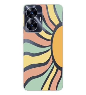 Realme C55 Uyumlu Güneş Desenli Şeffaf Telefon Kılıfı