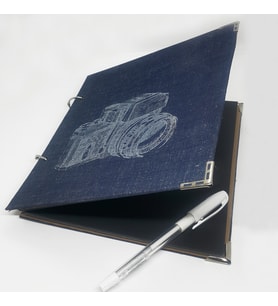 Kot Denim Kumaş  Kapaklı Fotoğraf Makinası Temalı Albüm Anı Defteri 23X20 cm. 15 Yaprak