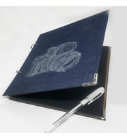 Kot Denim Kumaş  Kapaklı Fotoğraf Makinası Temalı Albüm Anı Defteri 23X20 cm. 15 Yaprak