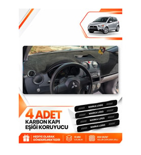 MITSUBISHI COLT EKRANLI (2004-2013) Uyumlu Ön Torpido Koruma Kılıfı Halısı - Siyah