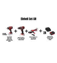 Einhell Set-58(18/450 Som Sıkma+18/50 Darb Vid+18/125 Akülü Taşlama+2x18V 4,0 Ah Akü Şarj Cihazı)