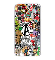 Samsung Galaxy A05S Uyumlu Karışık Kolaj Tasarımlı Şeffaf Telefon Kılıfı