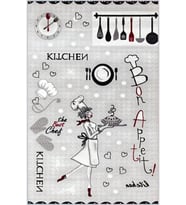Eliana Home Baskılı, Yıkanabilir Kaymaz Taban Mutfak Halısı LNA2061 100x150 cm (Gri)