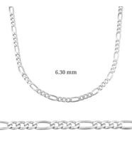 6.30 mm Gümüş Figaro Zincir - 180 mikron SL3348