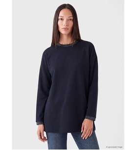 LCW EVERYDAY Lacivert Soft Touch Oversize Kadın Sweatshirt Tunik