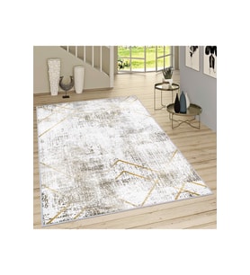 Rovigo Home Dijital Baskı Yıkanabilir Kaymaz Taban Salon Halısı RVG1667  50x80 cm (Gri)