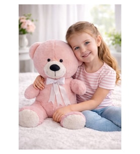50 Cm Elyaf Dolgulu Toscano İthal Kumaş Pofuduk Sevimli Ayıcık Peluş Ayı Peluş Oyuncak (Düz Pudra)