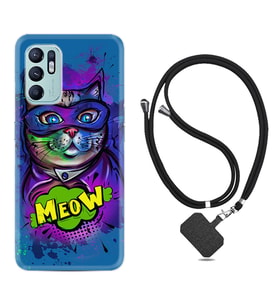 Oppo Reno 6 Kılıf Silikon Boyun Askılı İpli Desenli Silikon Super Meow 1715