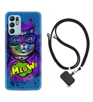 Oppo Reno 6 Kılıf Silikon Boyun Askılı İpli Desenli Silikon Super Meow 1715