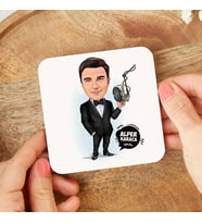 Kişiye Özel Ses Sanatçısı Erkek Karikatürlü Bardak Altlığı