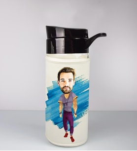 Kişiye Özel Karikatür Tasarım Özel Koruma Kılıflı Cam Matara 95981