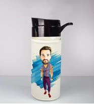 Kişiye Özel Karikatür Tasarım Özel Koruma Kılıflı Cam Matara 95981
