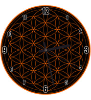 Cakatablo Yaşam Çiçeği Siyah Zeminde Tutuncu Duvar Saati